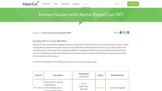 PaperCut KB | Known Issues with Xerox (PaperCut MF)