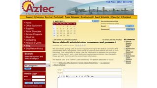 Xerox default administrator username and password