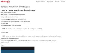 Login or Logout as a System Administrator - WorkCentre 7830/7835 ...
