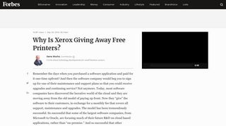 Why Is Xerox Giving Away Free Printers? - Forbes