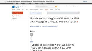 Unable to scan using Xerox Workcentre 6505 get message as 031-522 ...