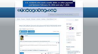 What is the default username and password for Xerox WorkCentre ...