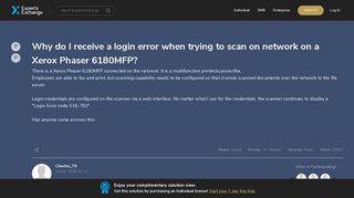 Why do I receive a login error when trying to scan on network on a ...