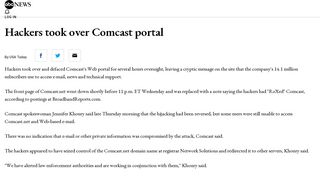 Hackers took over Comcast portal - ABC News