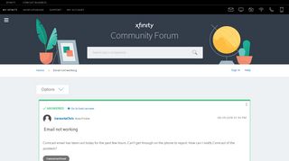 Solved: Email not working - Xfinity Help and Support Forums - 3111381