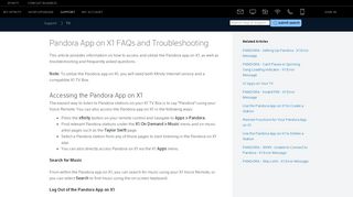 Pandora App on X1 FAQs and Troubleshooting - Xfinity