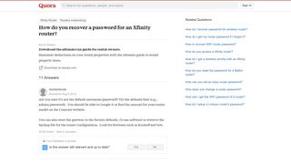 How to recover a password for an Xfinity router - Quora