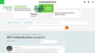 WiFi Authentication errors! !! - Android Forums at AndroidCentral.com