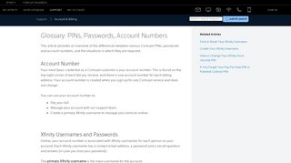 Glossary: PINs, Passwords, Account Numbers - Xfinity