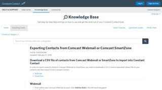 Exporting Contacts from Comcast Webmail or Comcast SmartZone
