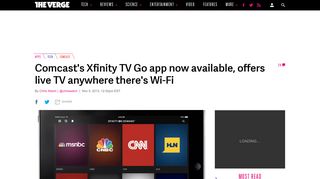 Comcast's Xfinity TV Go app now available, offers live TV anywhere ...
