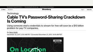 Cable TV's Password-Sharing Crackdown Is Coming - Bloomberg