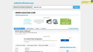 xgocoin.com at WI. XGocoin System | Dashboard - Website Informer
