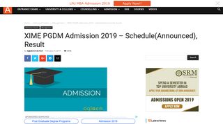 XIME PGDM Admission 2019 - Schedule(Announced), Result ...