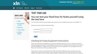 My Account - Test Line Connection Status | XLN Telecom