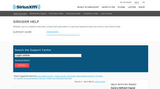 Login online - siriusxm help - Service