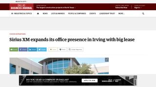 Sirius XM expands its office presence in Irving with big lease - Dallas ...