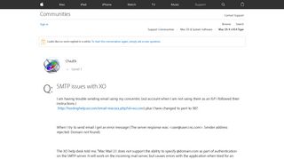SMTP issues with XO - Apple Community