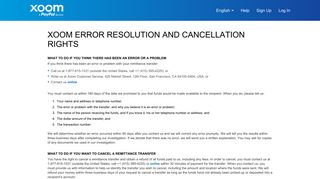 Error Resolution and Cancellation Rights | Xoom, a PayPal Service