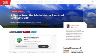 5 Tips to Reset the Administrator Password in Windows XP - MakeUseOf