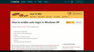 How to enable auto login in Windows XP | How To Wiki | FANDOM ...