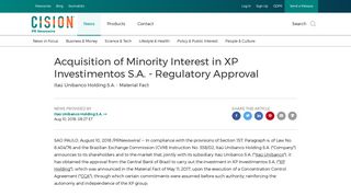 Acquisition of Minority Interest in XP Investimentos S.A. - Regulatory ...