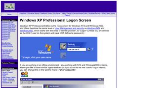 Windows XP Professional Logon Screen - Networking