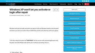 Windows XP won't let you activate or login after repair - AngelCom IT ...