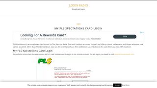 My PLS Xpectations Card Login - Login Radio