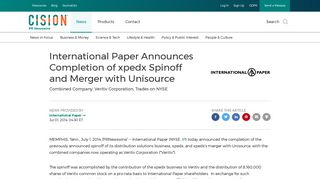 International Paper Announces Completion of xpedx Spinoff and ...