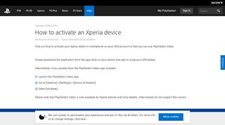 How to activate an Xperia device - PlayStation
