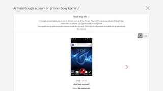 Sony Xperia U - Activate Google account on phone | Vodafone Ireland