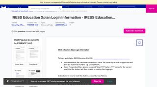 IRESS Education Xplan Login Information - Course Hero