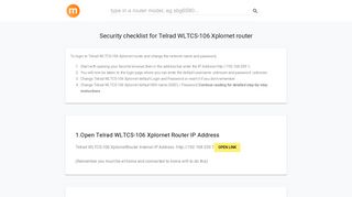 192.168.209.1 - Telrad WLTCS-106 Xplornet Router login and password