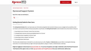 Getting Started Guide for New Users – XpressLab Support System