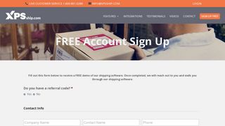 Free Account Sign Up | Shipping Software | XPS Shipping