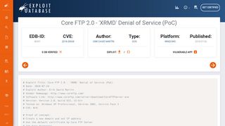 Core FTP 2.0 - 'XRMD' Denial of Service (PoC) - Exploit Database