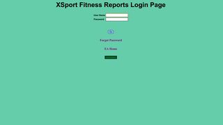 XSport Fitness Reports Login Page