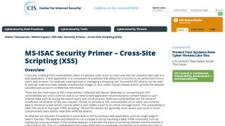 MS-ISAC Security Primer – Cross-Site Scripting (XSS)