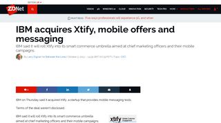 IBM acquires Xtify, mobile offers and messaging | ZDNet