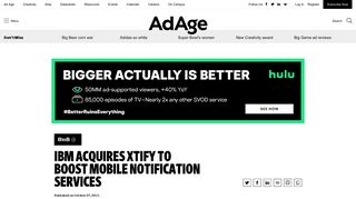 IBM acquires Xtify to boost mobile notification services | BtoB - Ad Age