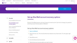 Set up Xtra Mail account recovery options | Spark NZ