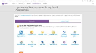 Update my Xtra password in my Email Application | Spark NZ