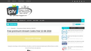 Free premiuim Xtream Codes free 12-08-2018 - Sharing iptv
