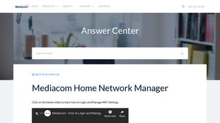 Mediacom Home Network Manager - Answer Center - Service