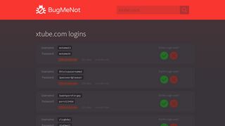 xtube.com passwords - BugMeNot