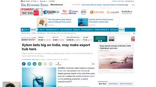 Xylem bets big on India, may make export hub here - The Economic ...