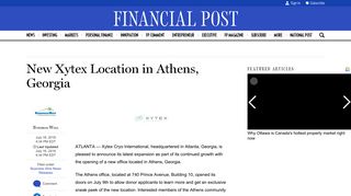 New Xytex Location in Athens, Georgia | Financial Post