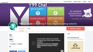 Y99.in Team is creating A Free chat and dating website | Patreon