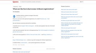What are the best chat rooms without registration? - Quora